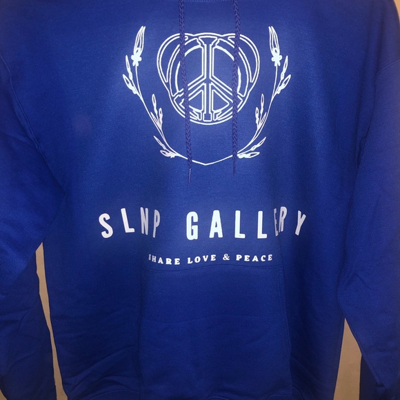 SLNP Gallery Share Love & Peace Lightweight Blue Hoodie - Picture 4 of 4